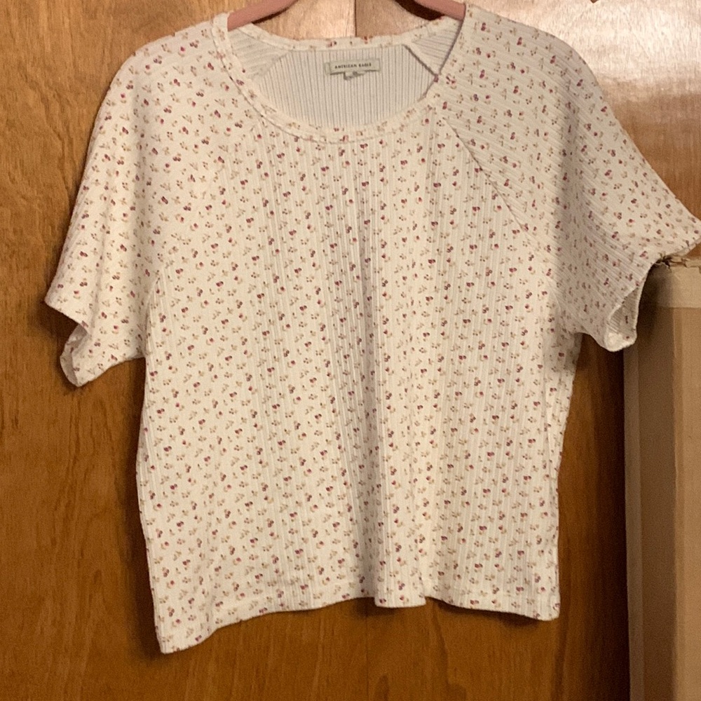 American Eagle petite pink floral crop top, size XXL
